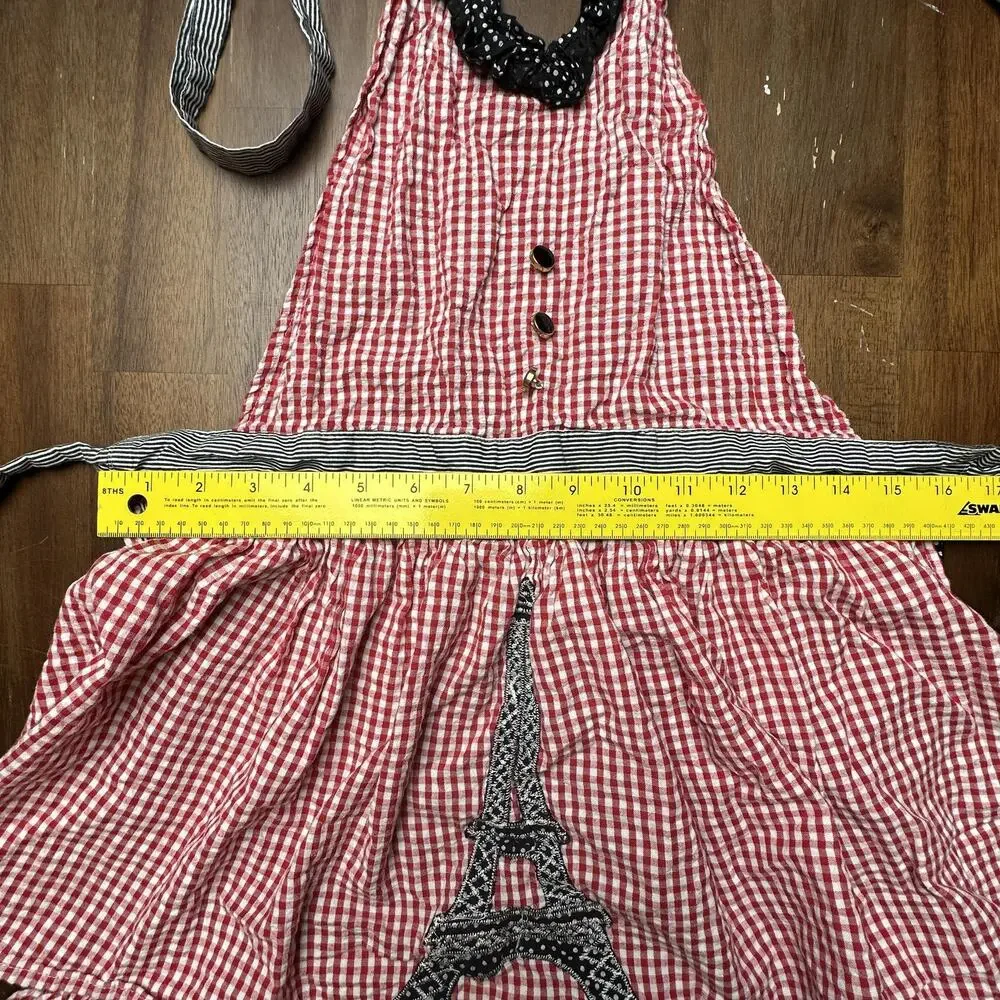 Sur La Table Apron Womens One Size Gingham Ruffle Paris Eiffel Tower Polka Dot